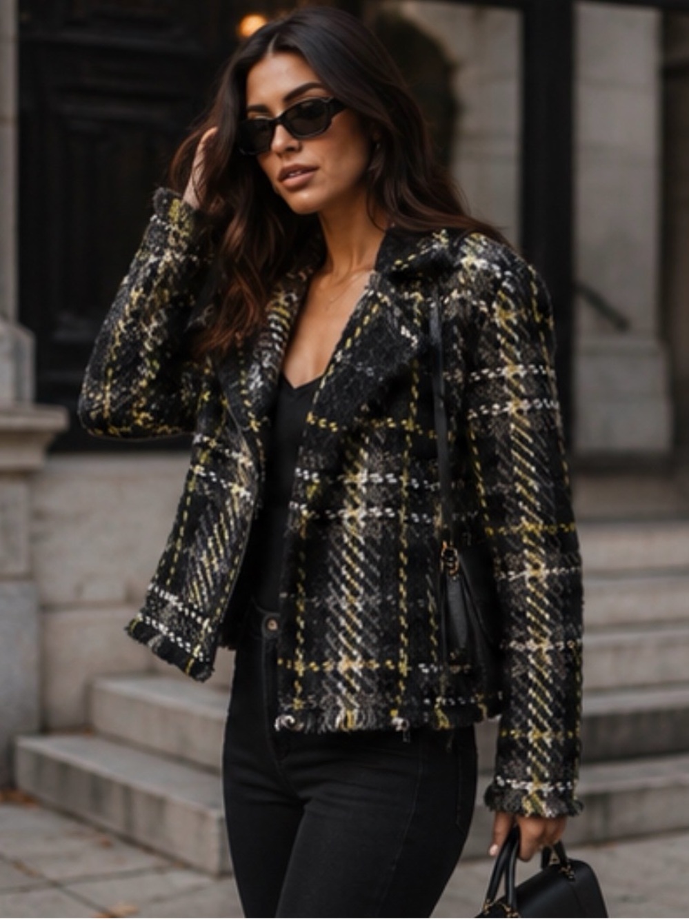 RAMY BROOK Ethan Plaid Jacket in green & black